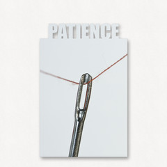 Patience Geduld Nadel Faden Typo