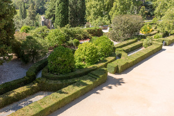 View of the beautiful park of Templar castle in Tomar, Portugal