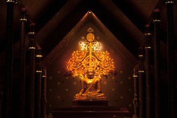 Main Buddha on Wat Sirindhorn Wararam Phu Prao temple.