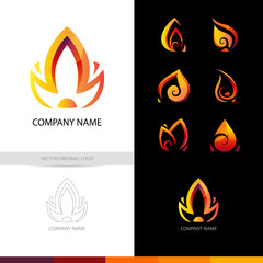 fire flame business logotypes, vector logo set