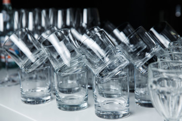 Glasses of whiskey on the table