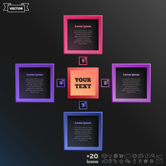 Vector infographic design with colorful square.