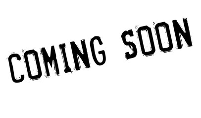 Coming Soon rubber stamp. Grunge design with dust scratches. Effects can be easily removed for a clean, crisp look. Color is easily changed.
