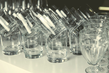 Glasses of whiskey on the table