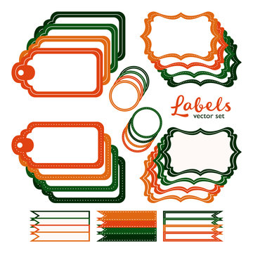 Labels vector set, black and white gift sticker tags vintage