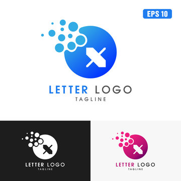 Letter X Circle Pixel Dot Logo / Icon Vector Design (Business Logo Idea)