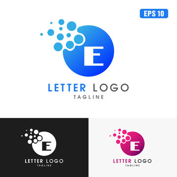 Letter E Circle Pixel Dot Logo / Icon Vector Design (Business Logo Idea)