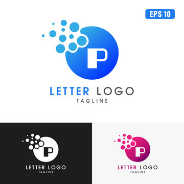 Letter P Circle Pixel Dot Logo / Icon Vector Design (Business Logo Idea)