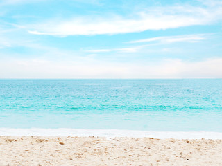 Fototapeta na wymiar Colorful summer sand beach and blue sky