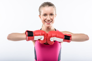 Woman in boxing gloves