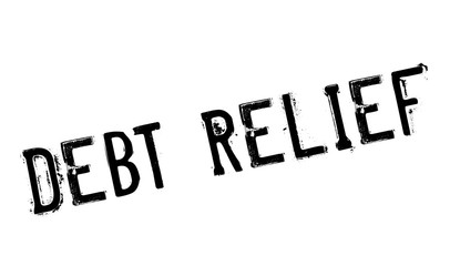 Debt Relief rubber stamp. Grunge design with dust scratches. Effects can be easily removed for a clean, crisp look. Color is easily changed.