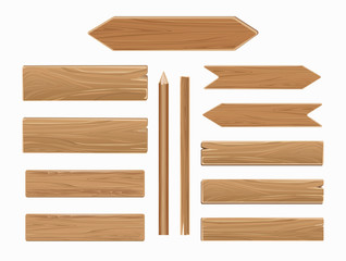 Vector wooden planks isolated on white collection
