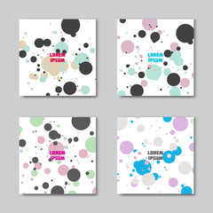Set of abstract backgrounds. Flat circles dots vector pattern. Card, cover tag, poster, flyer banner design.
