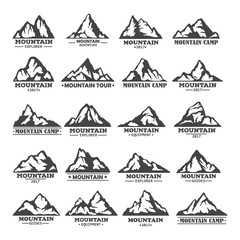 Isolated set of winter mountains silhouettes