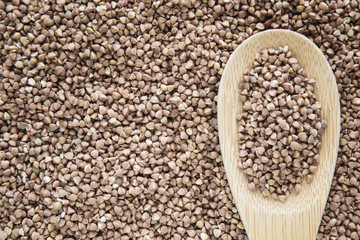 Buckwheat background. Healthy eating and lifestyle.
