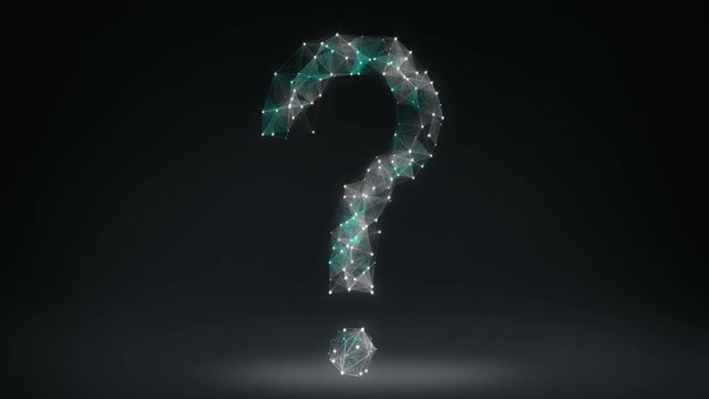 Digital lines create question mark shape, digital concept.