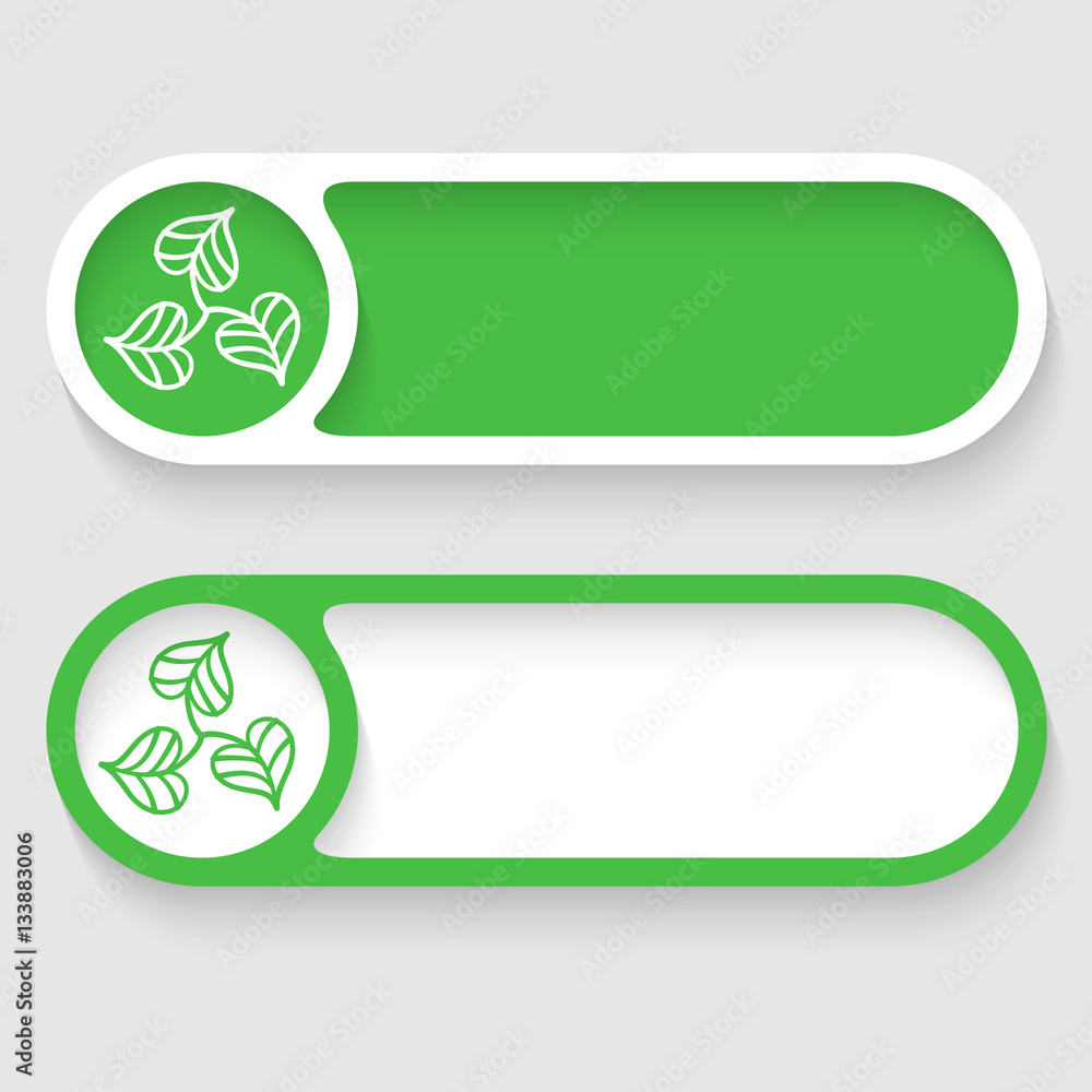 Aufkleber set of two vector abstract buttons and leaves icon