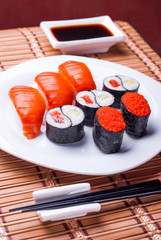 Various sushi and sashimi