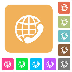 International call rounded square flat icons