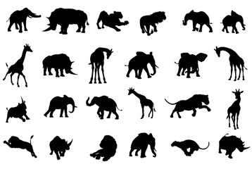 African Safari Animals Silhouettes