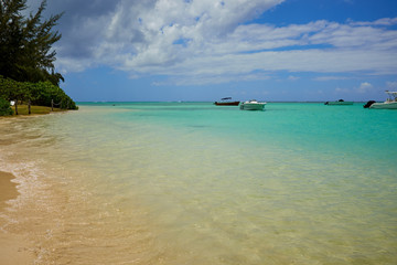 Beautiful amazing nature background. Tropical blue sun sea. Luxu