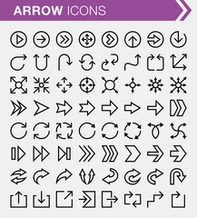 Set of pixel perfect arrow icons for mobile apps and web design. - obrazy, fototapety, plakaty