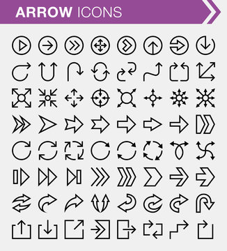 Set of pixel perfect arrow icons for mobile apps and web design.