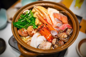 Japanese raw seafood for fresh soup