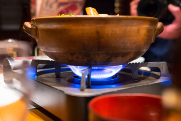Cooking japanese fresh seafood soup