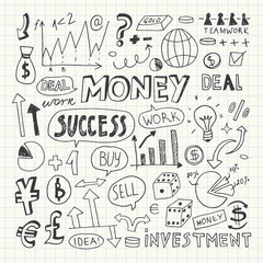Hand Drawn Business and Money Doodle Elements