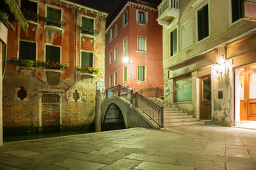 Night view of street in Venice