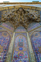 Details of Nasir ol Molk Mosque (Pink Mosque) in Shiraz city in Iran