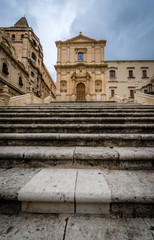 Stairs in front of Church of Saint Francis of Assisi in Noto city, Sicily in Italy