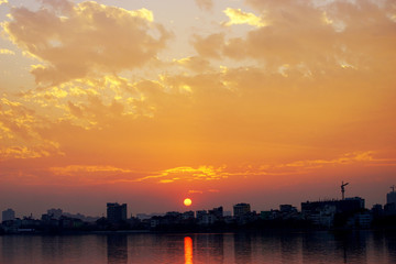 Fototapeta premium Sunset on West lake (Ho Tay), Hanoi