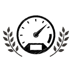 speedometer prize in monochrome striped with olive branch vector illustration