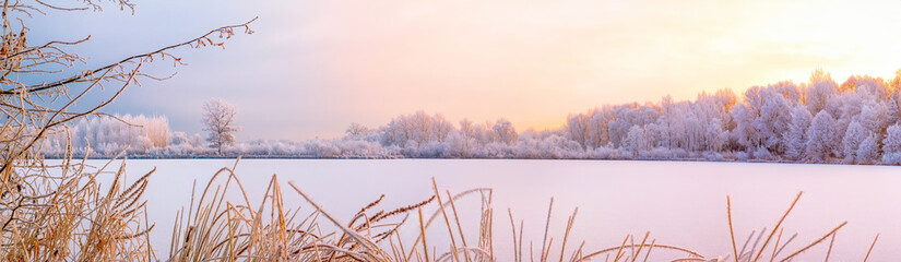 Frostiges Winter Panorama in Pastell Farben