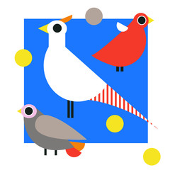 Cute vector birds set. Cartoon collection with bird.