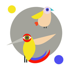 Cute vector birds set. Cartoon collection with bird