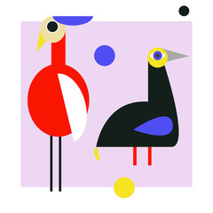 Cute vector birds set. Cartoon collection with bird