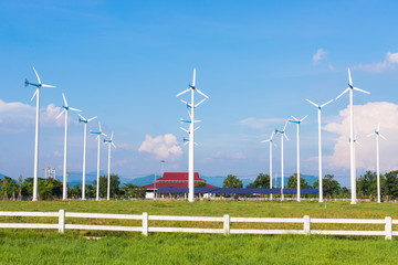 turbine wind ecological energy against the blue sky