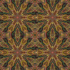 Ornate floral seamless texture, endless pattern with vintage mandala elements.