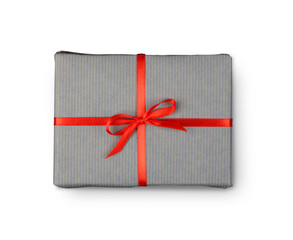 Christmas holiday gift box isolated on white