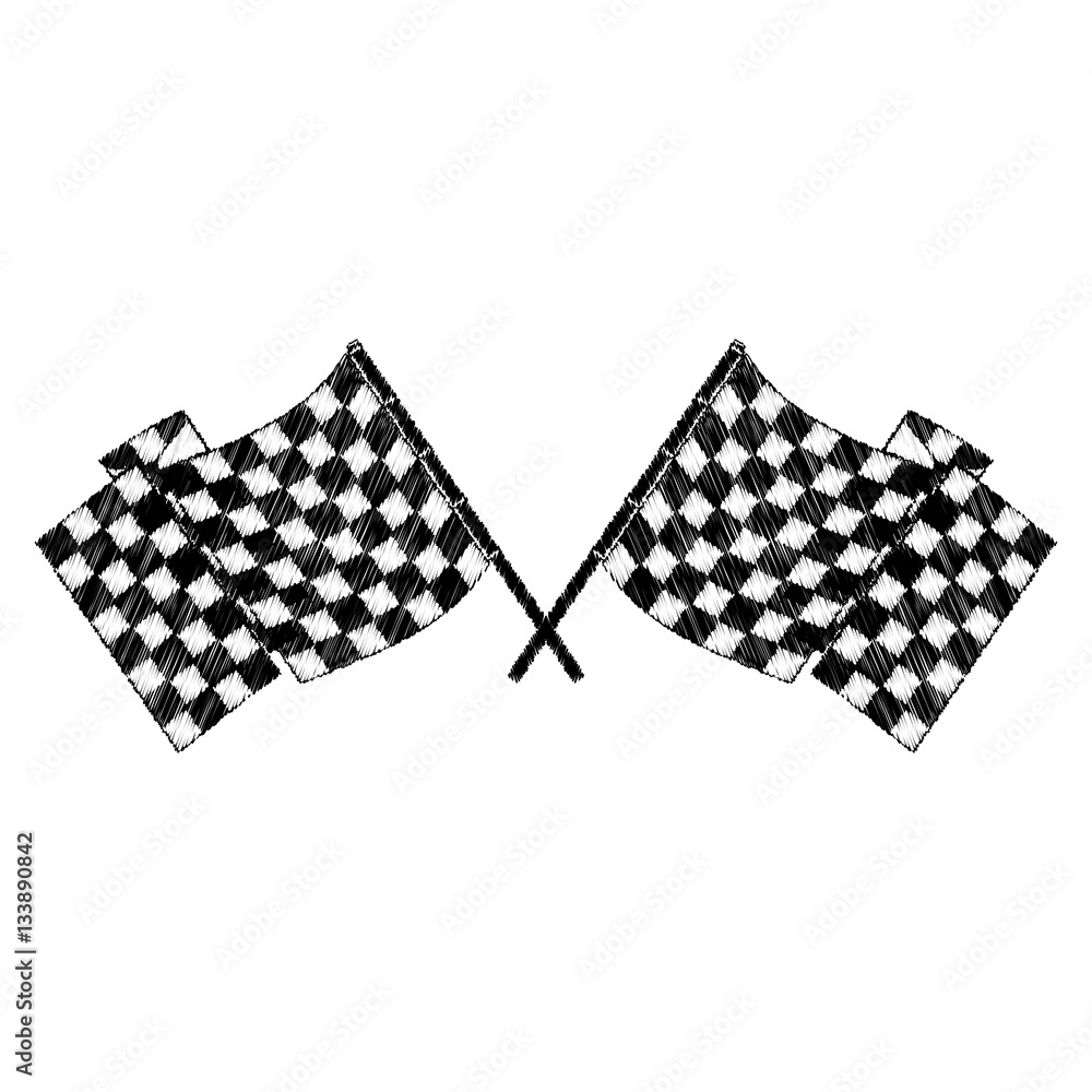 Poster drawing monochrome to striped of racing flags vector illustration