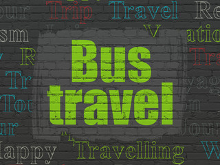 Vacation concept: Bus Travel on wall background