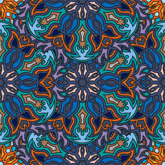 Ornate floral seamless texture, endless pattern with vintage mandala elements.