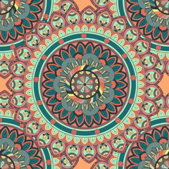 Ornate floral seamless texture, endless pattern with vintage mandala elements.