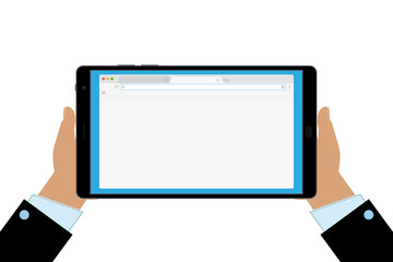 Geschäftsmann mit Tablet - Browser Seite