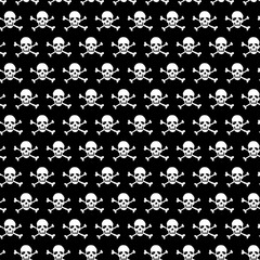 Fototapeta na wymiar Crossbones and skull pattern on black background