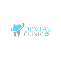 Logo dental care clinic, dentistry for kids. Teeth abstract icons