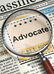 Now Hiring Advocate. 3D.